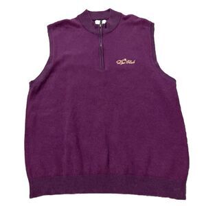 Cutter & Buck Sweater Vest Mens Large Purple Cotton 1/4‎ Zip Dye Club Golf